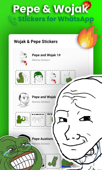 Run android online APK Wasticker Wojak Stickers frog from MyAndroid or emulate Wasticker Wojak Stickers frog using MyAndroid