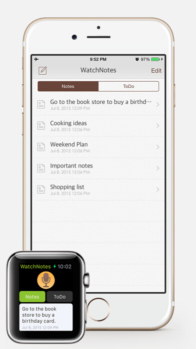 Emulate iPhone app WatchNotes - Notes/Memo/Todo/Checklist for Apple Watch using MyAndroid Emulate iPhone app WatchNotes - Notes/Memo/Todo/Checklist for Apple Watch using MyAndroid