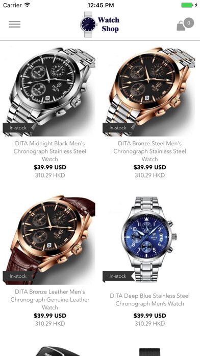 Emulate iPhone app Watch Shop by 5mina:  Buy Luxury, Discount Watches using MyAndroid