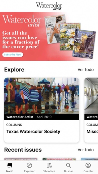 Emulate iPhone app Watercolor Artist Magazine using MyAndroid