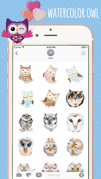Emulate iPhone app Watercolor Owl Stickers Pack using MyAndroid Emulate iPhone app Watercolor Owl Stickers Pack using MyAndroid