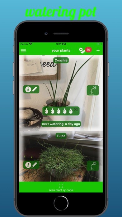 Emulate iPhone app Watering Pot using MyAndroid