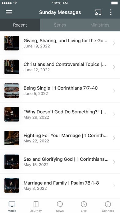 Emulate iPhone app Watermark Community Church using MyAndroid