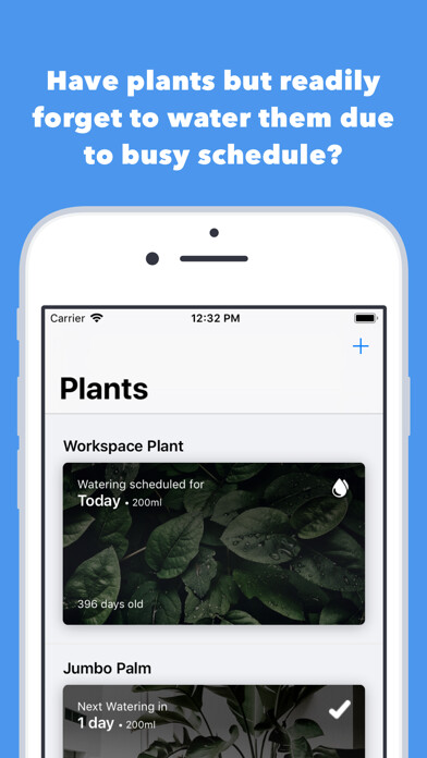 Emulate iPhone app Water My Plant: Reminder app using MyAndroid