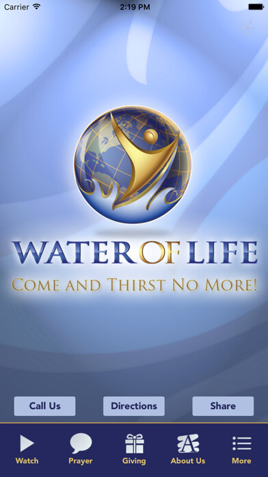 Emulate iPhone app Water of Life Christian Church using MyAndroid