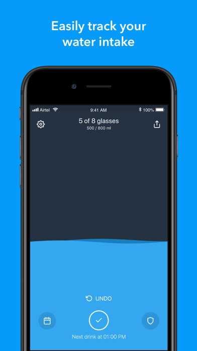 Emulate iPhone app Water - Reminder and Tracker using MyAndroid