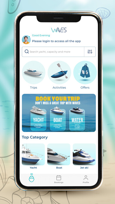Emulate iPhone app Waves Online Yachts Booking using MyAndroid