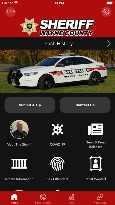 Emulate iPhone app Wayne County NY Sheriff using MyAndroid