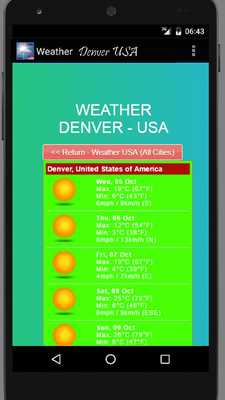 Emulate Android APK Weather Denver USA