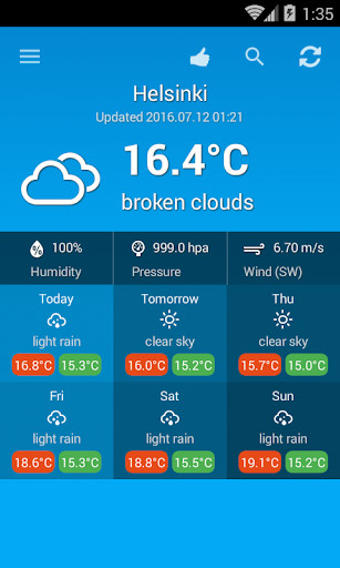 Emulate Android APK Weather Finland Emulate Android APK Weather Finland
