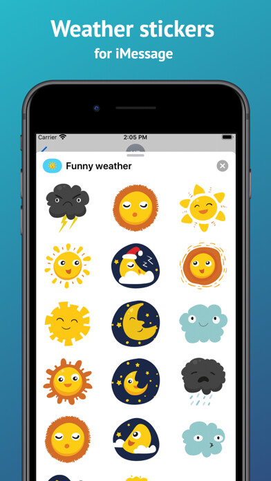 Emulate iPhone app Weather Stickers & emoji app using MyAndroid