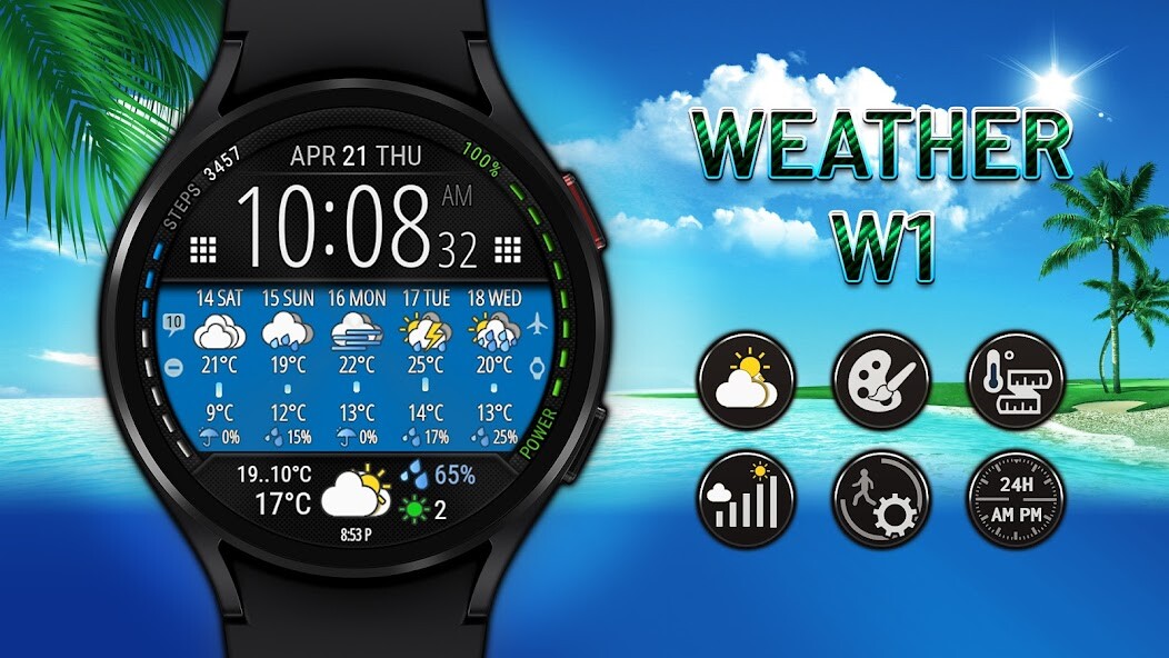 Run android online APK Weather watch face W1 from MyAndroid or emulate Weather watch face W1 using MyAndroid