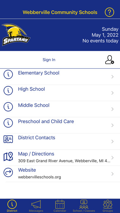 Emulate iPhone app Webberville Community Schools using MyAndroid