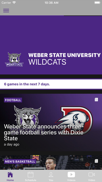 Emulate iPhone app Weber State Wildcats using MyAndroid