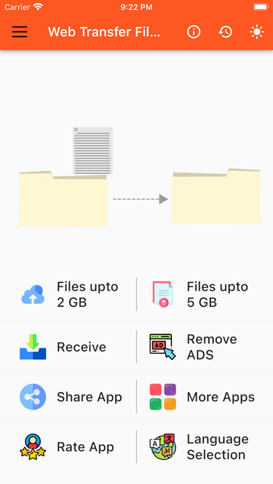 Emulate iPhone app Web File We Transfer App using MyAndroid