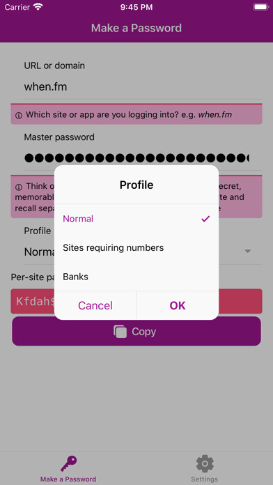 Emulate iPhone app Webful PasswordMaker using MyAndroid Emulate iPhone app Webful PasswordMaker using MyAndroid