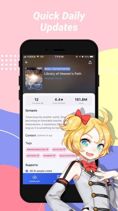 Emulate iPhone app Webnovel - Stories & Mangas using MyAndroid
