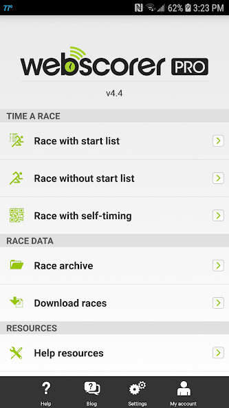 Run android online APK Webscorer Race  Lap Timer from MyAndroid or emulate Webscorer Race  Lap Timer using MyAndroid