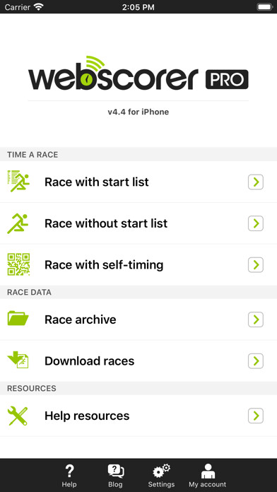 Emulate iPhone app Webscorer Race Timer using MyAndroid