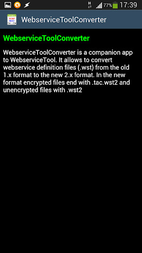 Run android online APK WebserviceTool Converter from MyAndroid or emulate WebserviceTool Converter using MyAndroid