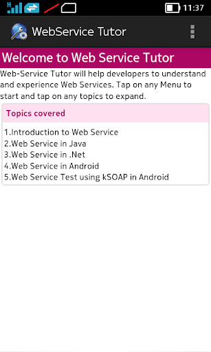 Run android online APK Web Service Tutor from MyAndroid or emulate Web Service Tutor using MyAndroid