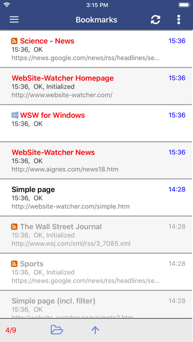 Emulate iPhone app WebSite-Watcher using MyAndroid