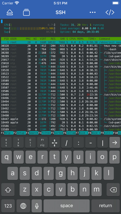 Emulate iPhone app WebSSH - SysAdmin Tools using MyAndroid