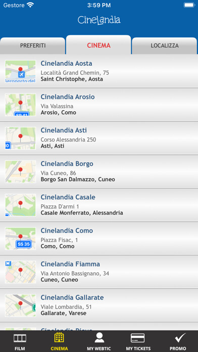 Emulate iPhone app Webtic Cinelandia Cinema using MyAndroid