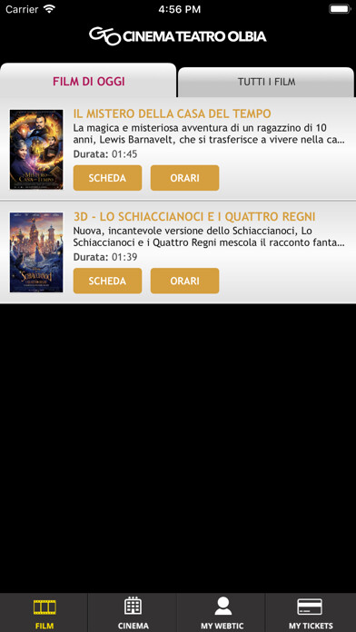 Emulate iPhone app Webtic Cinema Teatro Olbia using MyAndroid