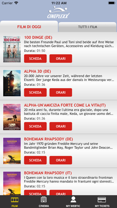 Emulate iPhone app Webtic Cineplexx Bolzano using MyAndroid Emulate iPhone app Webtic Cineplexx Bolzano using MyAndroid