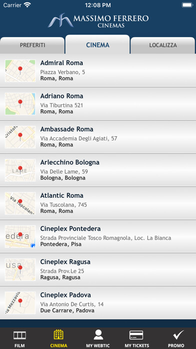 Emulate iPhone app Webtic Ferrero Cinemas using MyAndroid Emulate iPhone app Webtic Ferrero Cinemas using MyAndroid