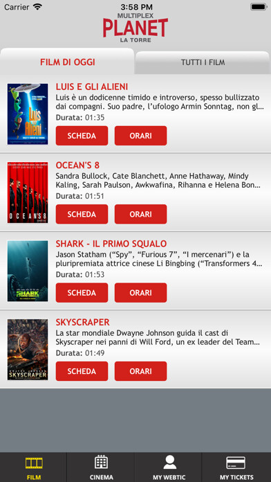 Emulate iPhone app Webtic Planet La Torre Cinema using MyAndroid