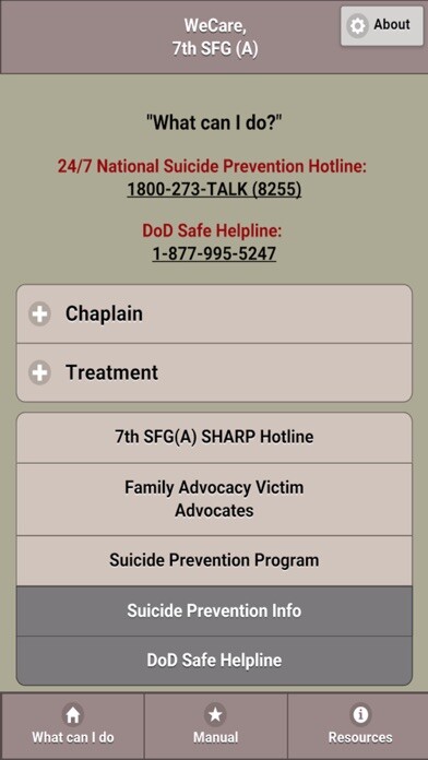 Emulate iPhone app WeCare, 7th SFG (A) using MyAndroid