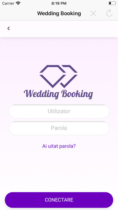 Emulate iPhone app Wedding Booking Furnizor using MyAndroid