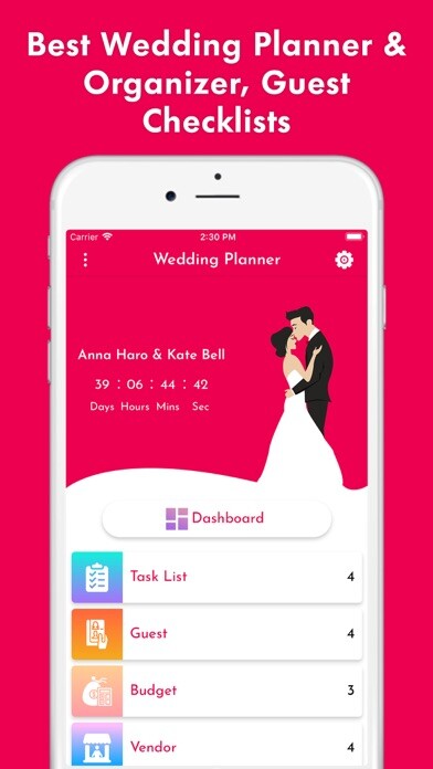 Emulate iPhone app Wedding Planner & Organizer using MyAndroid