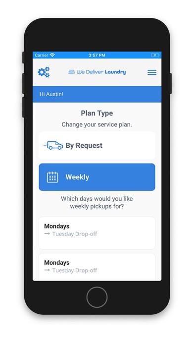 Emulate iPhone app We Deliver Laundry using MyAndroid