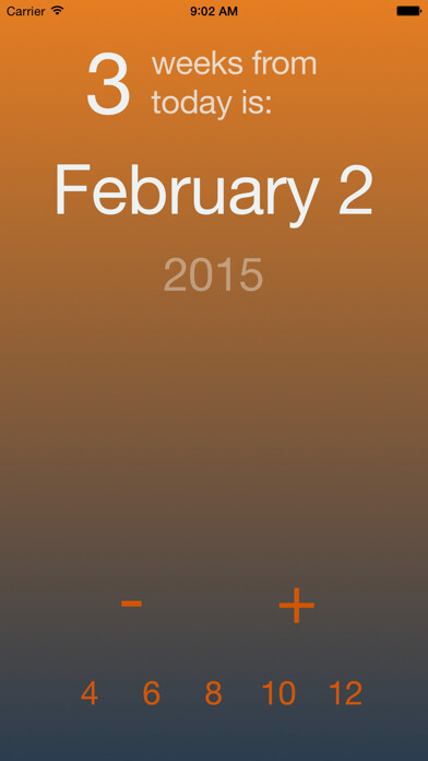 Emulate iPhone app Week Counter - How many weeks away? using MyAndroid