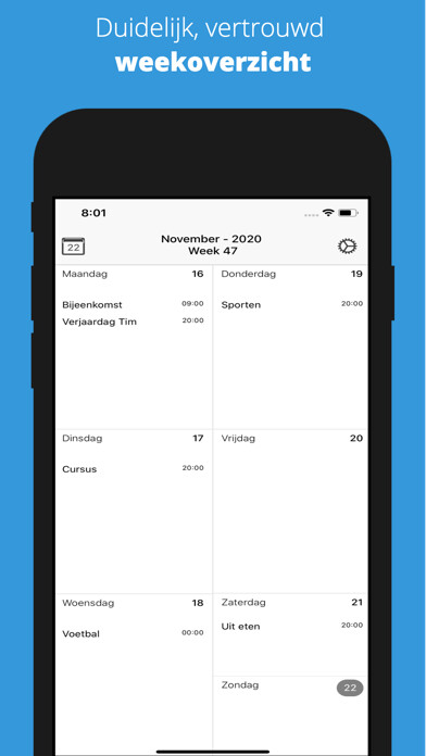 Emulate iPhone app WeekKalender using MyAndroid Emulate iPhone app WeekKalender using MyAndroid