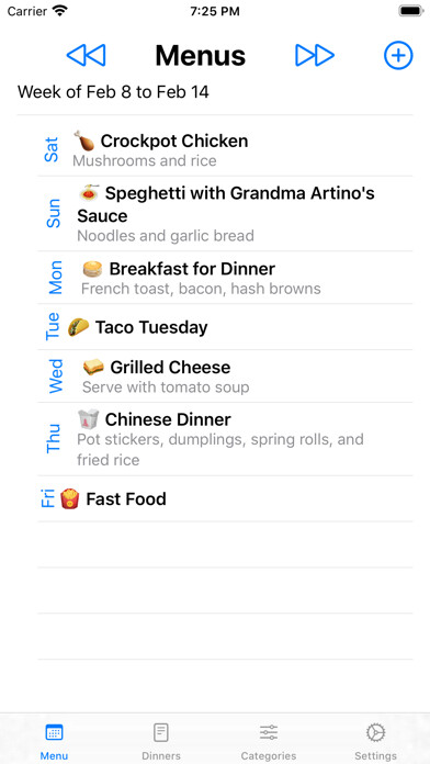Emulate iPhone app Weekly Dinner Planner using MyAndroid Emulate iPhone app Weekly Dinner Planner using MyAndroid