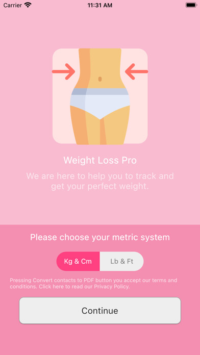 Emulate iPhone app Weight Loss Tracker Pro using MyAndroid
