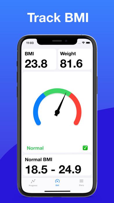 Emulate iPhone app Weight tracker - health diary using MyAndroid