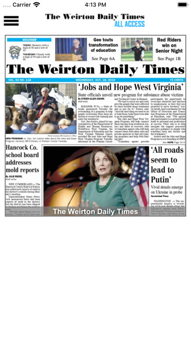 Emulate iPhone app Weirton Daily Times All Access using MyAndroid