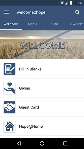 Emulate iPhone app welcome2hope using MyAndroid
