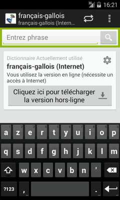 Emulate Android APK Welsh-French Dictionary