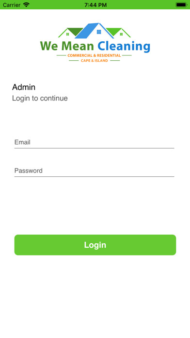Emulate iPhone app We Mean Cleaning Admin using MyAndroid