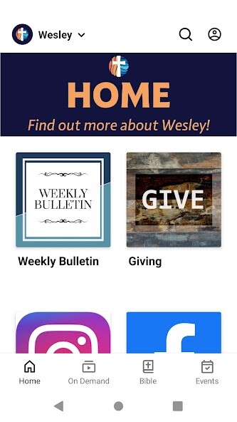 Emulate iPhone app Wesley Memorial UMC using MyAndroid