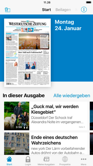 Emulate iPhone app Westdeutsche Zeitung E-Paper using MyAndroid
