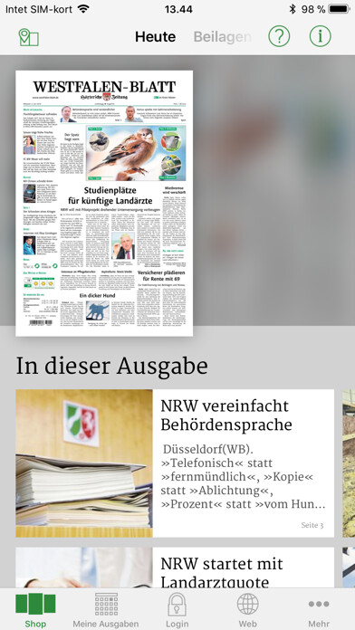 Emulate iPhone app Westfalen-Blatt using MyAndroid Emulate iPhone app Westfalen-Blatt using MyAndroid