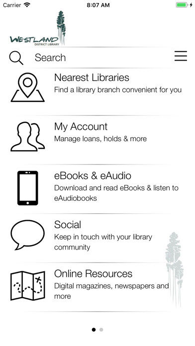 Emulate iPhone app Westland District Library using MyAndroid