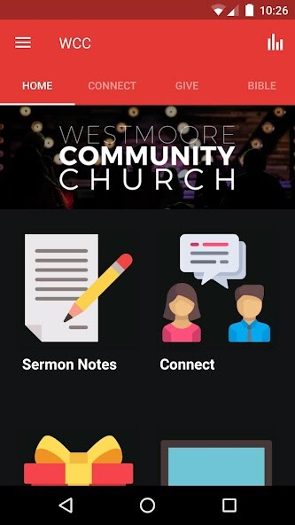 Emulate iPhone app Westmoore Community Church OKC using MyAndroid